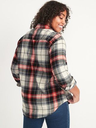 Oversized Plaid Flannel Boyfriend Tunic Shirt for Women | Old Navy (US)