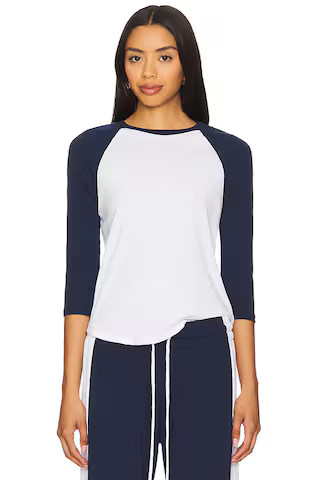 Michael Lauren Katya Raglan 3/4 Sleeve Tee in Astral Navy from Revolve.com | Revolve Clothing (Global)