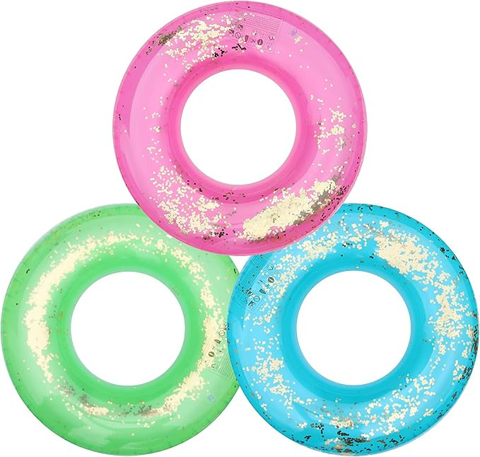 Kurala Inflatable Pool Float Tube, Transparent Swimming Ring with Colorful Sparkling Glitters for... | Amazon (US)