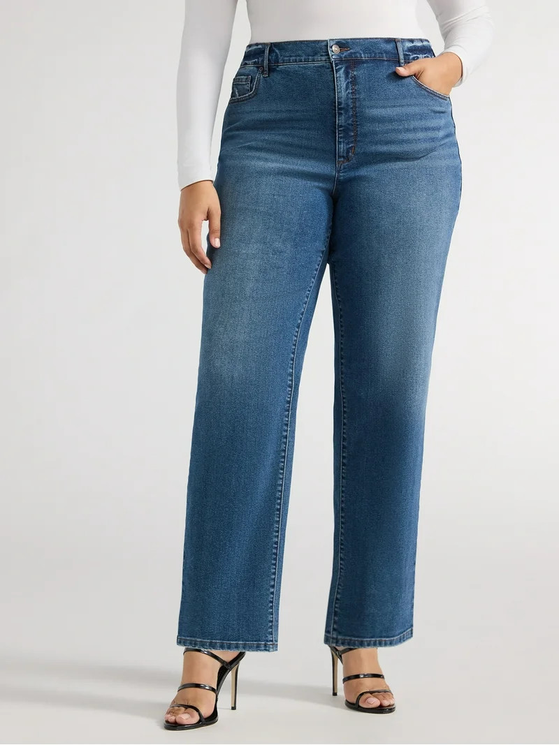 Sofia Jeans Women's Eden Slim Straight Super High Rise Jeans, 29.5" Inseam, Sizes 14W-28W | Walmart (US)