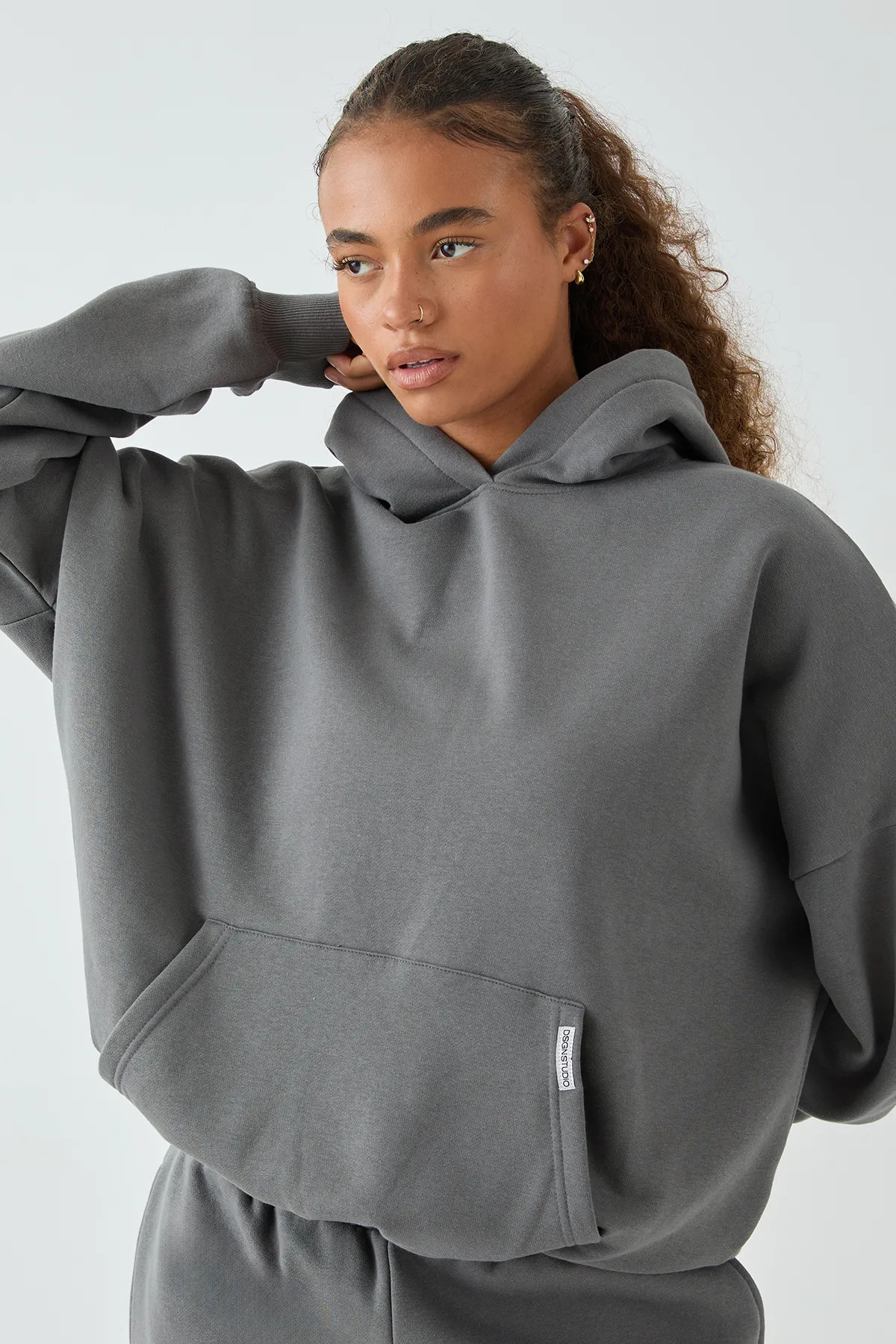 Charcoal DSGN Studio Oversized Over The Head Hoodie | PrettyLittleThing USA | PrettyLittleThing US