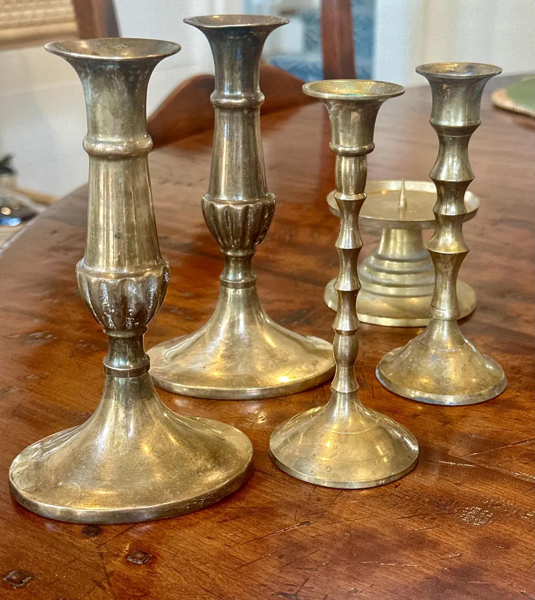 Vintage Brass Set of 5 CandleStick Holders. Old and Great Patina. | Etsy (US)