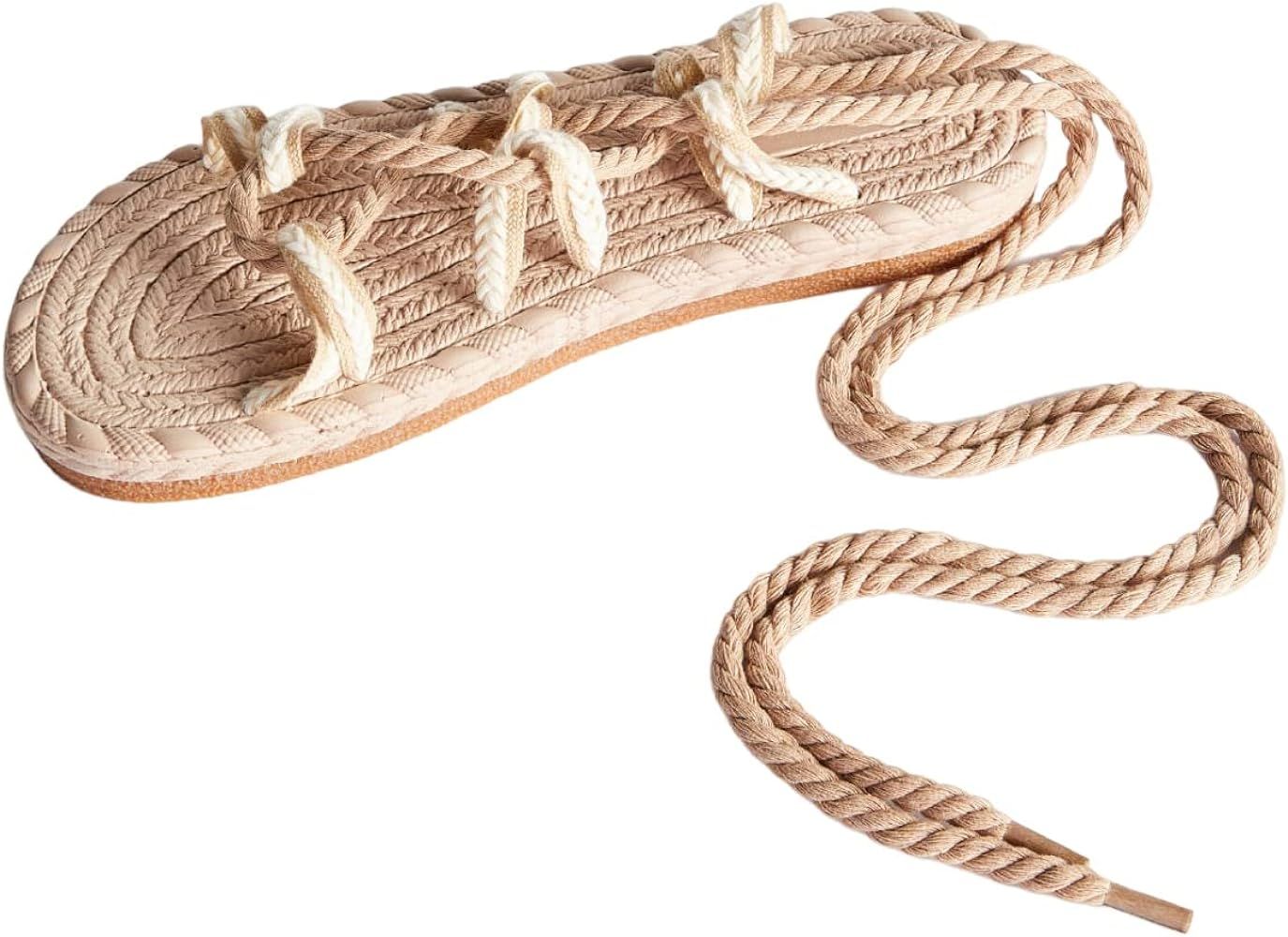 GORGLITTER Women's Lace Up Espadrille Knot Decor Flat Sandals Open Toe Strappy Solid Sandals | Amazon (US)