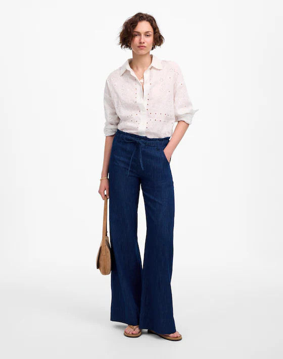 The Denim Pull-On Wide-Leg Pant | Madewell | Madewell