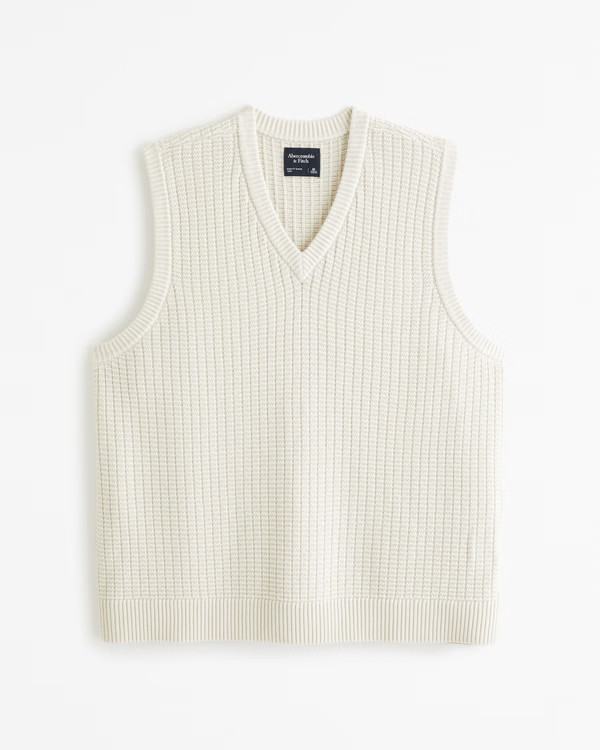 Oversized Stitchy Sweater Vest | Abercrombie & Fitch (UK)