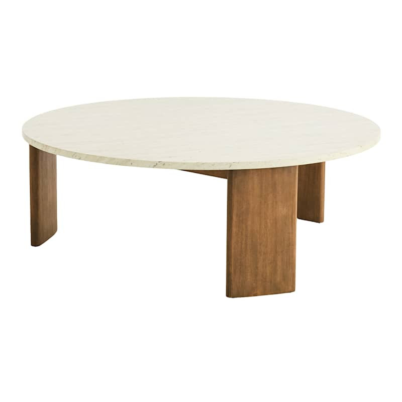 Monaco Toasted Brown Wood with Marble Finish Top Coffee Table | At Home