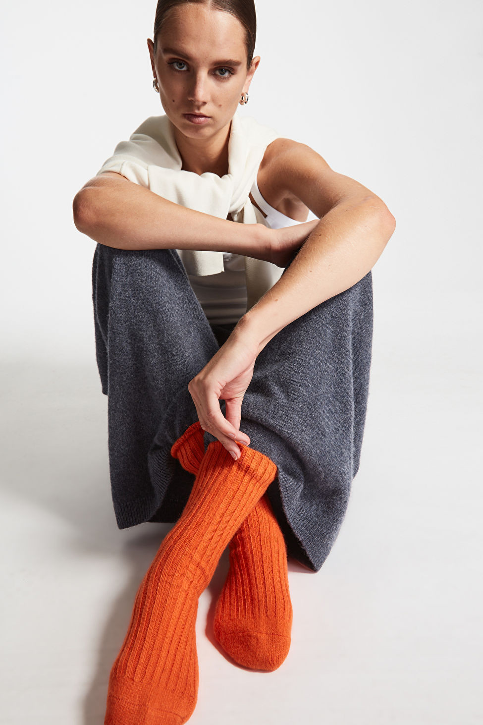 RIBBED CASHMERE SOCKS - DARK ORANGE - Socks & Tights - COS | COS (US)