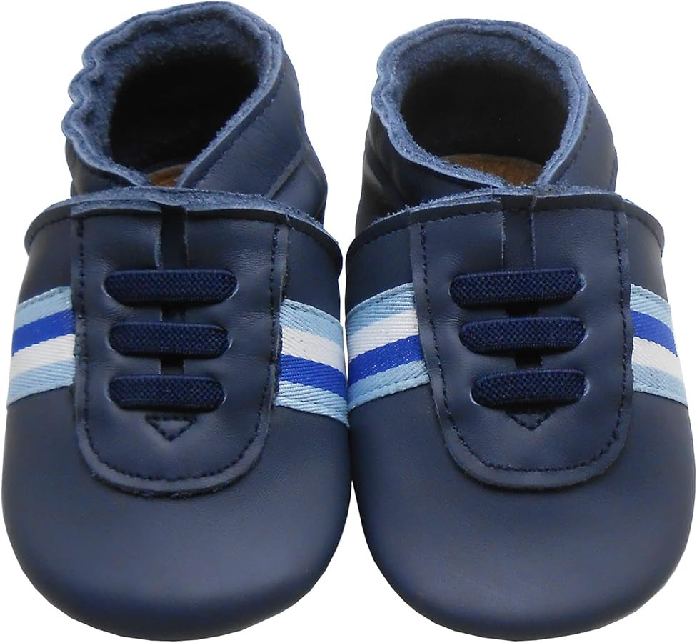 Soft Leather Baby Shoes Anti-Slip Infant Toddler Moccasins with Rubber Sole First Walking Slipper... | Amazon (US)
