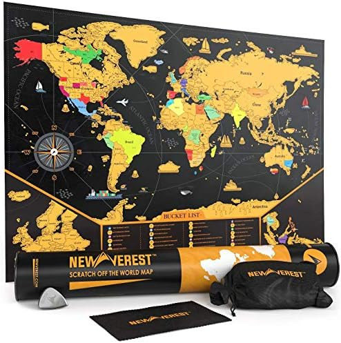 NEWVEREST Scratch Off Map of The World, Detailed World Travel Art Poster, Fits 24" x 17" Frame, C... | Amazon (US)