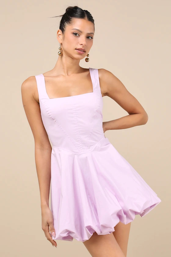 Madalinde Lavender Sleeveless Bubble-Hem Mini Dress | Lulus