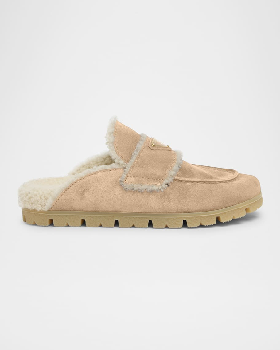 Suede Shearling Cozy Loafer Mules | Neiman Marcus