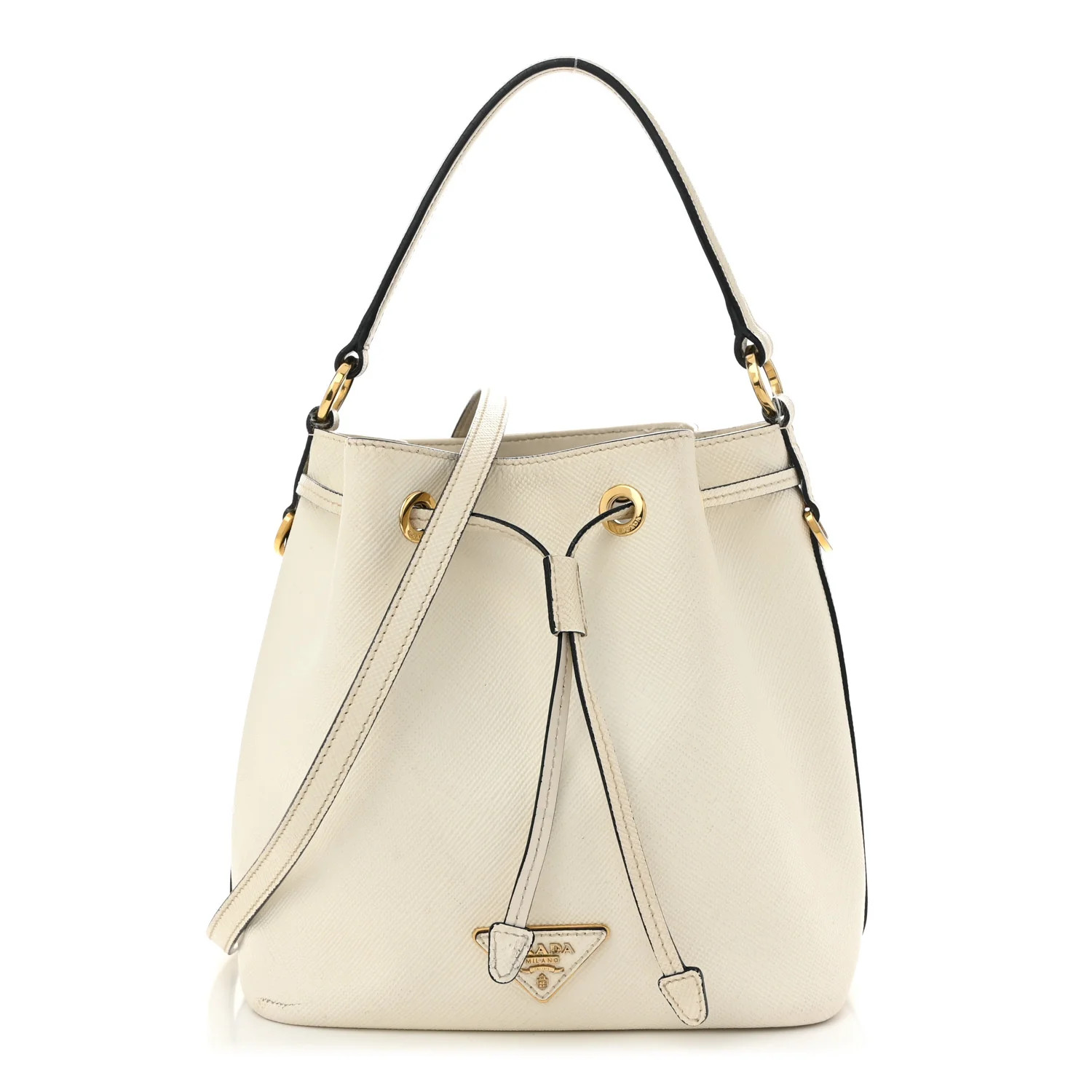Saffiano Bucket Bag White | FASHIONPHILE (US)