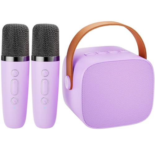 IROO Mini Karaoke Machine for Kids, Portable Bluetooth Speaker with 2 Wireless Microphones for Kids and Adults, Gifts for Girls and Boys Age 4-12 Year Old Birthday Party Home (Purple) | Amazon (US)