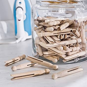 Honey-Can-Do Round Wooden Clothespins, 100 Pack | Amazon (US)