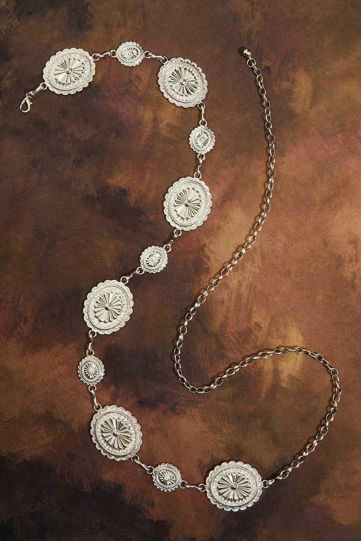 Plus Size Western Silver Rhinestone Chain Belt - Gray | Cato Fashions