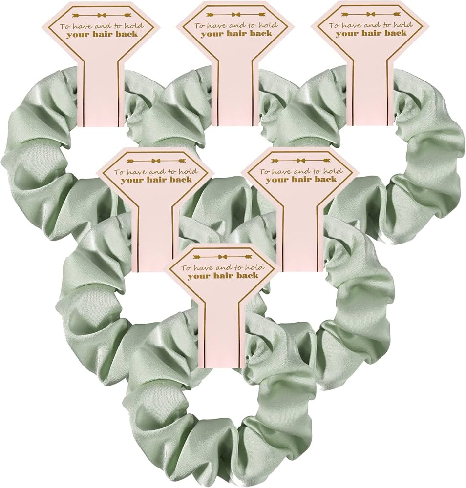 Satin Bridesmaid Scrunchies Bachelorette Hair Ties Set of 6 Bridal Shower No Damage Hairties idea... | Amazon (US)