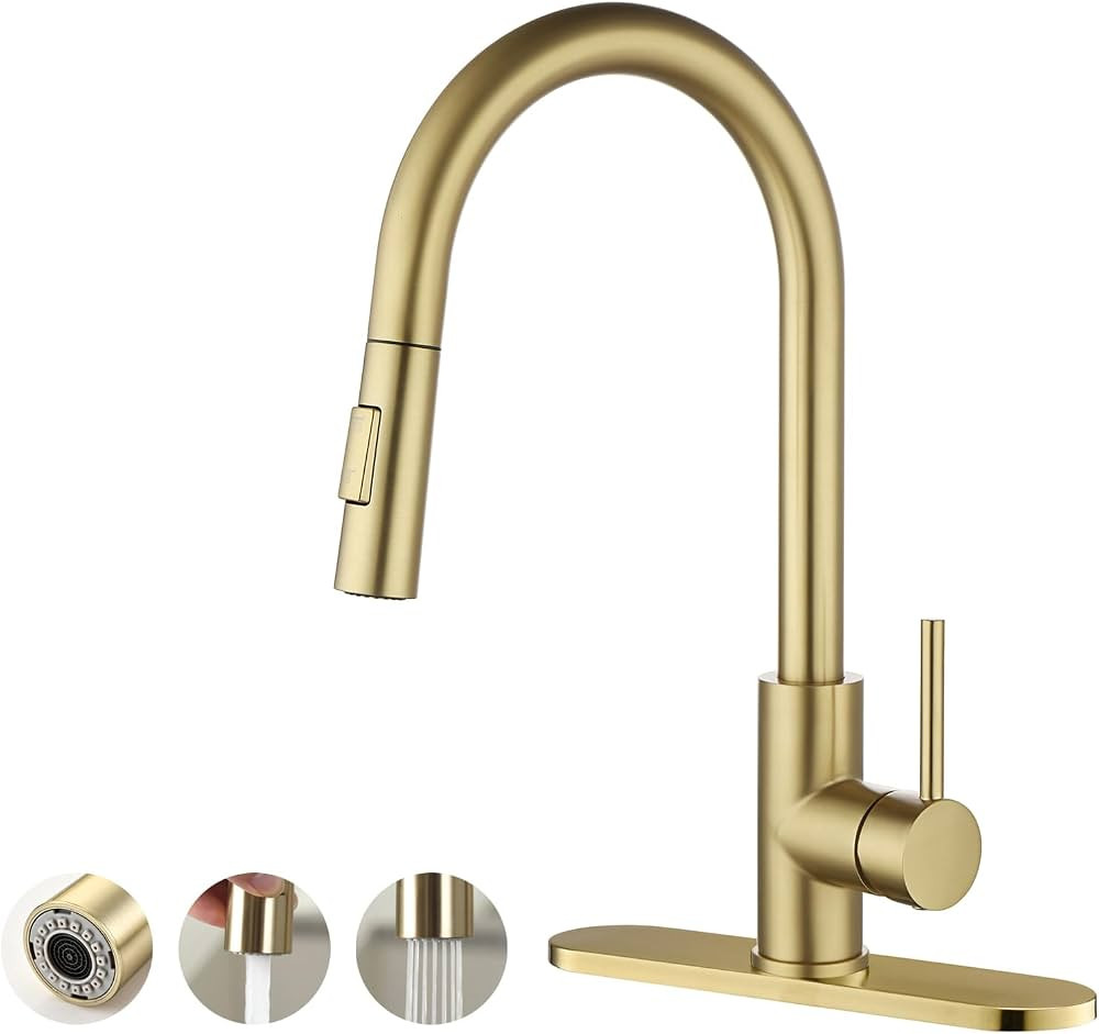 Havin Gold Kitchen Faucet with Pull Down Sprayer, High Arc Stainless Steel Material, with cUPC Ce... | Amazon (US)