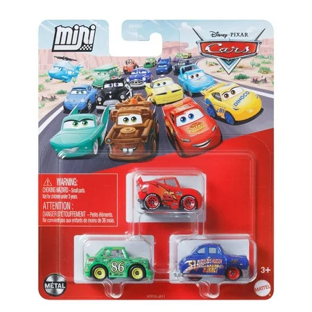 Disney Pixar Cars Toys, Mini Racers 3-Pack Metal Toy Cars | Walmart (US)