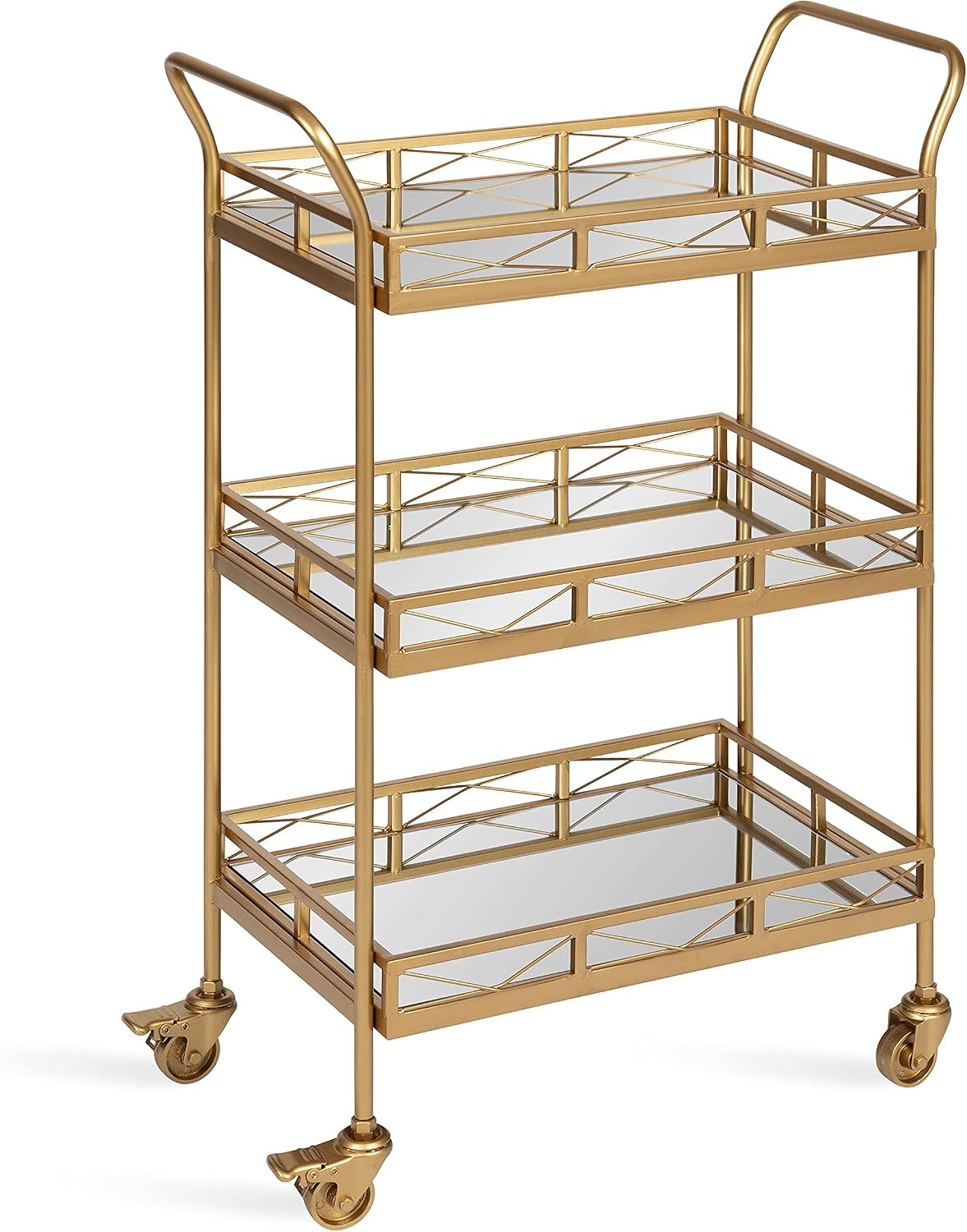 Kate and Laurel Ketia Glam Metal Bar Cart; 23 x 13 x 34; Gold; Glamorous Three Tier Gold Bar Cart for Display and Storage | Amazon (US)