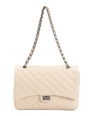 Made In Italy Leather Quilted Satchel | TJ Maxx