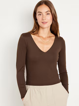 Long-Sleeve Double-Layer Sculpting Cropped T-Shirt for Women | Old Navy (US)