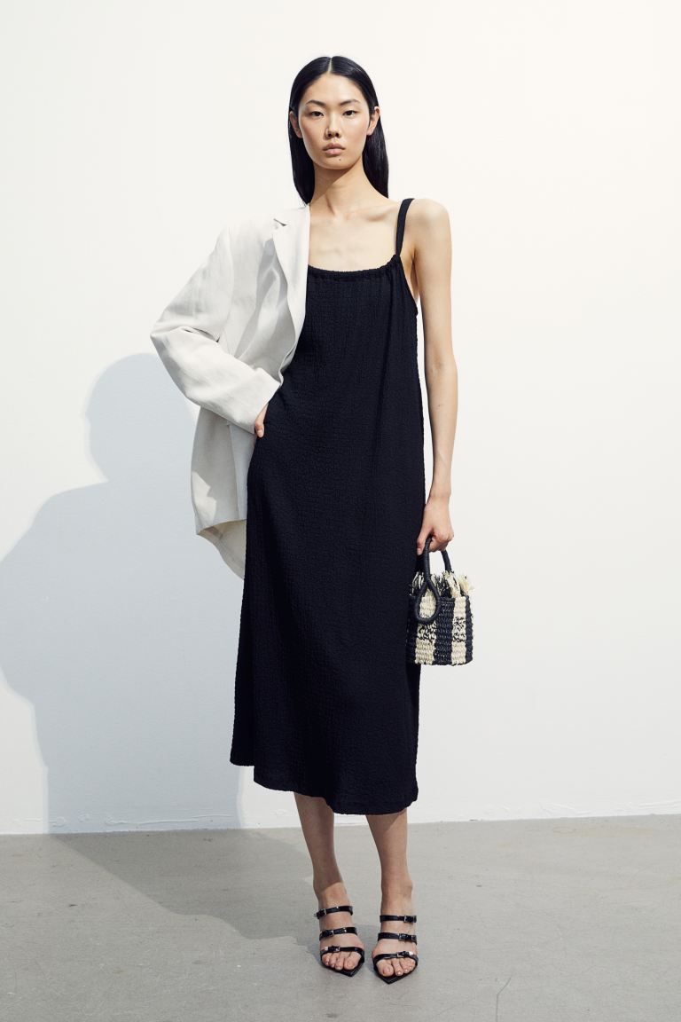 Textured Jersey Dress - Black - Ladies | H&M US | H&M (US + CA)
