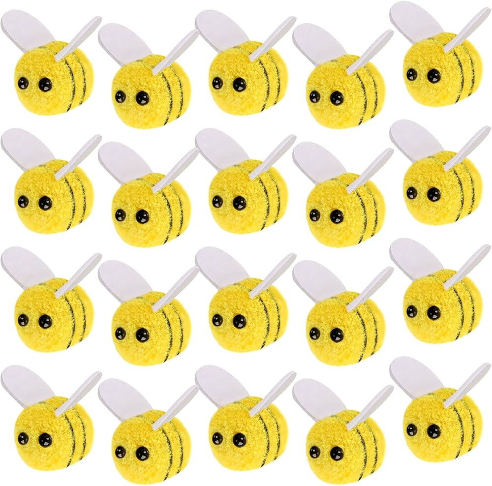20 PCS Mini Wool Felt Bees Cute Bee Craft Supplies Felt Bees for Crafts Plush Bees Decor for Clot... | Amazon (US)