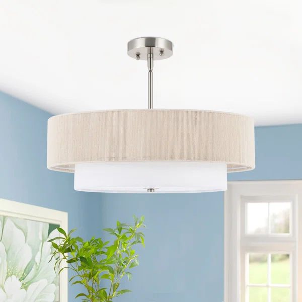 Flippen 4-Light Dimmable Shaded Drum Semi Flush Mount Chandelier | Wayfair North America