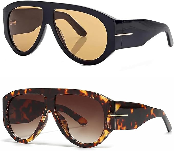 OSAGAMA Trendy Retro Oversized Aviator Sunglasses for Women Men 70s Luxury Designer Thick Classic... | Amazon (US)