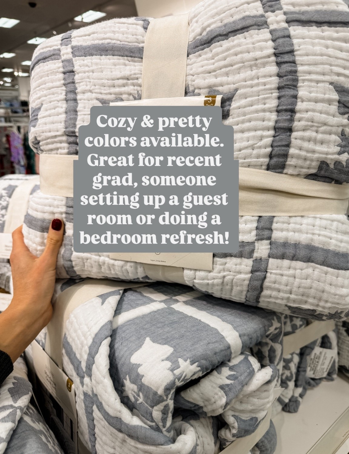 Love this blue & white quilt for bedding! A great gift for a college grad! 

Loverly Grey, quilt, bedding, Target, Target home, college grad gifts 

#LTKHome #LTKGiftGuide