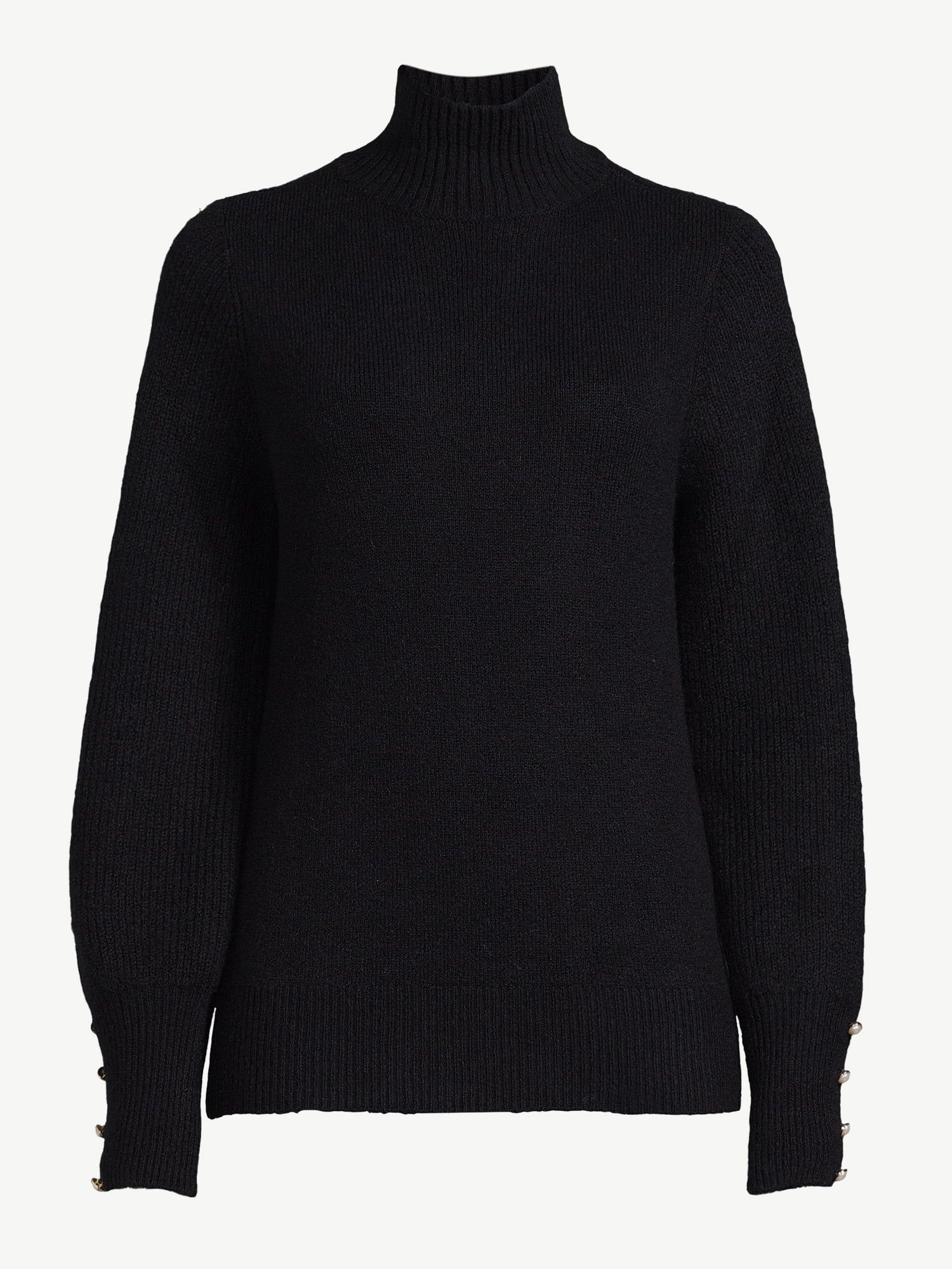 Scoop Women's Button Cuff Turtleneck Sweater - Walmart.com | Walmart (US)
