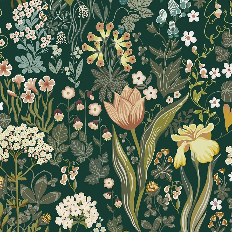 Peel and Stick Wallpaper Vintage Wallpaper Green Wallpaper Floral Contact Paper Removable Wallpap... | Amazon (US)