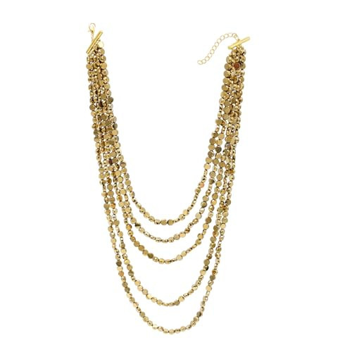 idealway Multi-Strand Gold Beaded Necklace, 5-Layer Cascade Design, Fashion Statement Jewelry | Amazon (US)