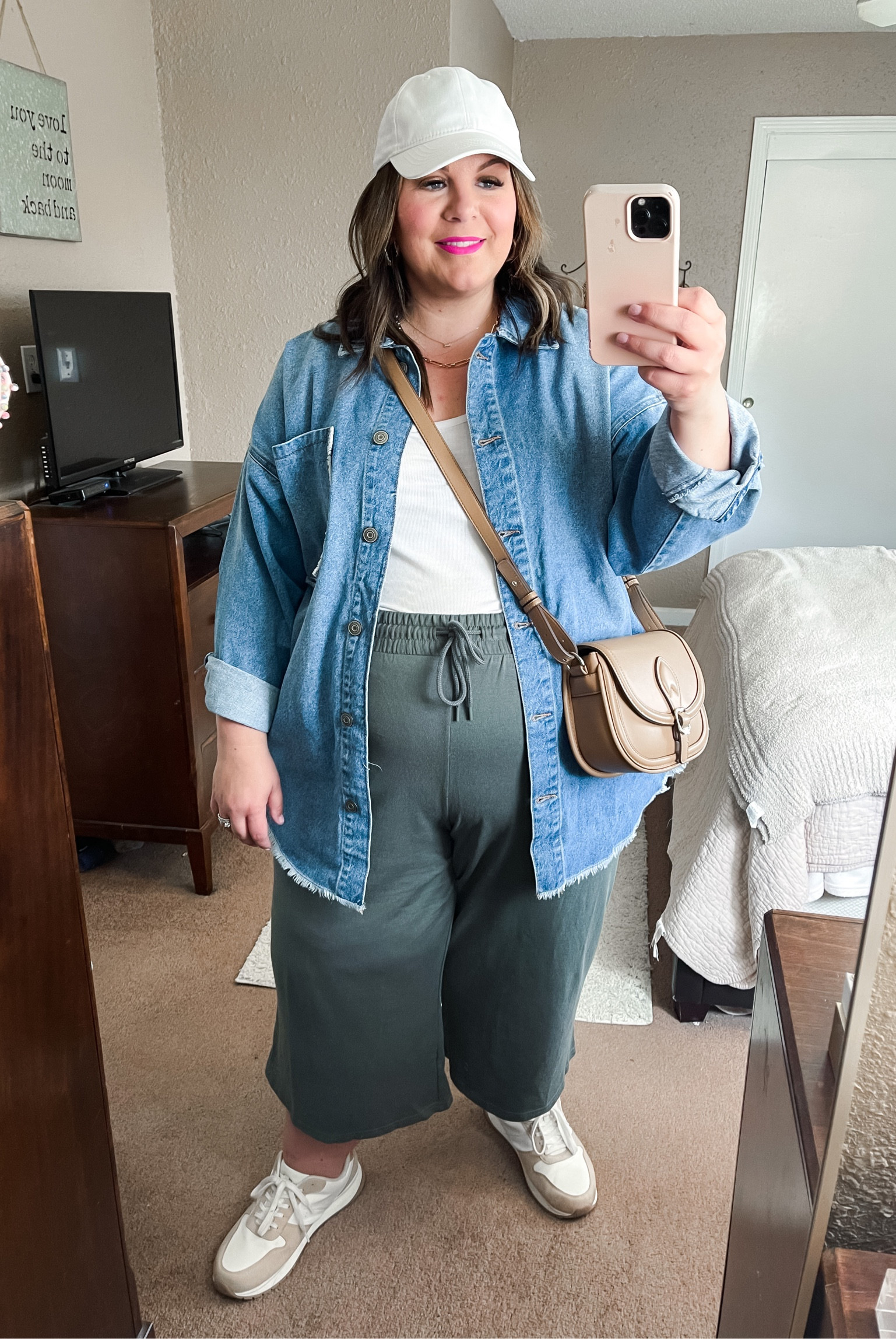 I love this plus size denim shacket from @walmartfsshion dressed down for a casual plus size outfit! These plus size lounge pants are under $20 and so comfy! #walmartpartner #walmartfashion 
Shacket - 3X, runs big 
Pants - 3X, true to size 
Tank - 2X, runs big 

#LTKunder50 #LTKcurves #LTKFind
