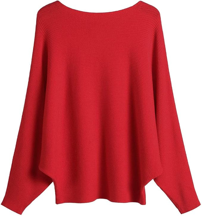 GABERLY Boat Neck Batwing Sleeves Dolman Knitted Sweaters and Pullovers Tops for Women | Amazon (US)