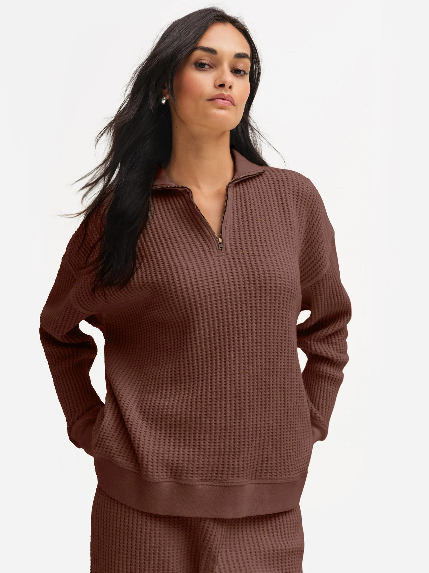 Organic Waffle Collared Half-Zip Sweatshirt | MATE The Label
