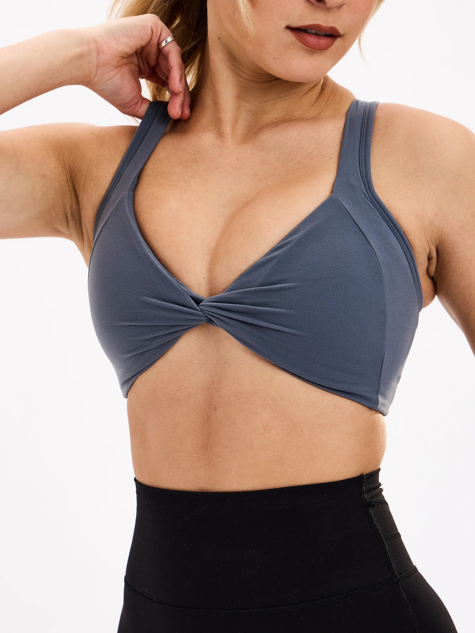 Twisted Curve Sports Bra - Barista Blue | Buffbunny