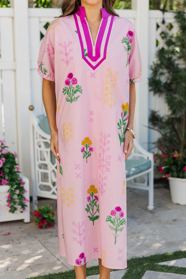 All Day Pink Floral Midi Dress | The Mint Julep Boutique