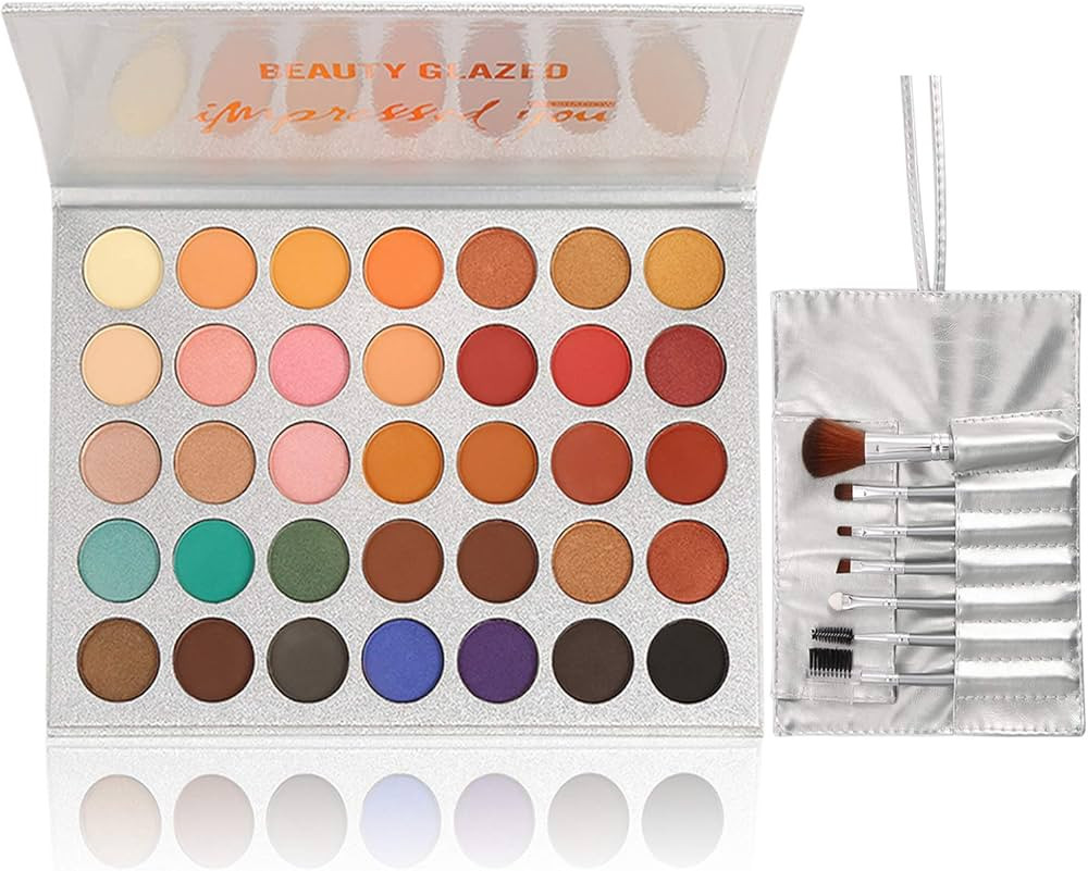 35 Colors Eyeshadow Palette with 7Pcs Makeup Brushes Set, All in One Makeup Kit Matte Shimmer Pig... | Amazon (US)