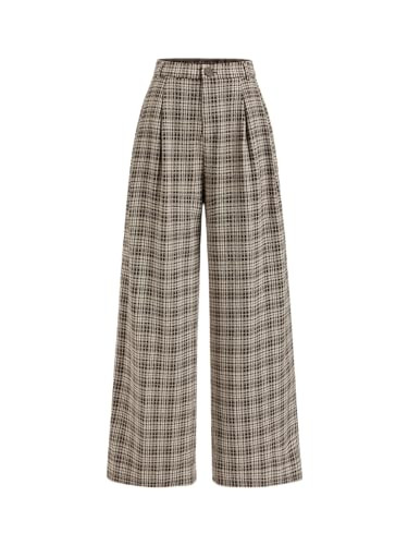 CIDER Plaid Wide Leg Pants for Women Checkered Pants Business Trousers | Amazon (US)