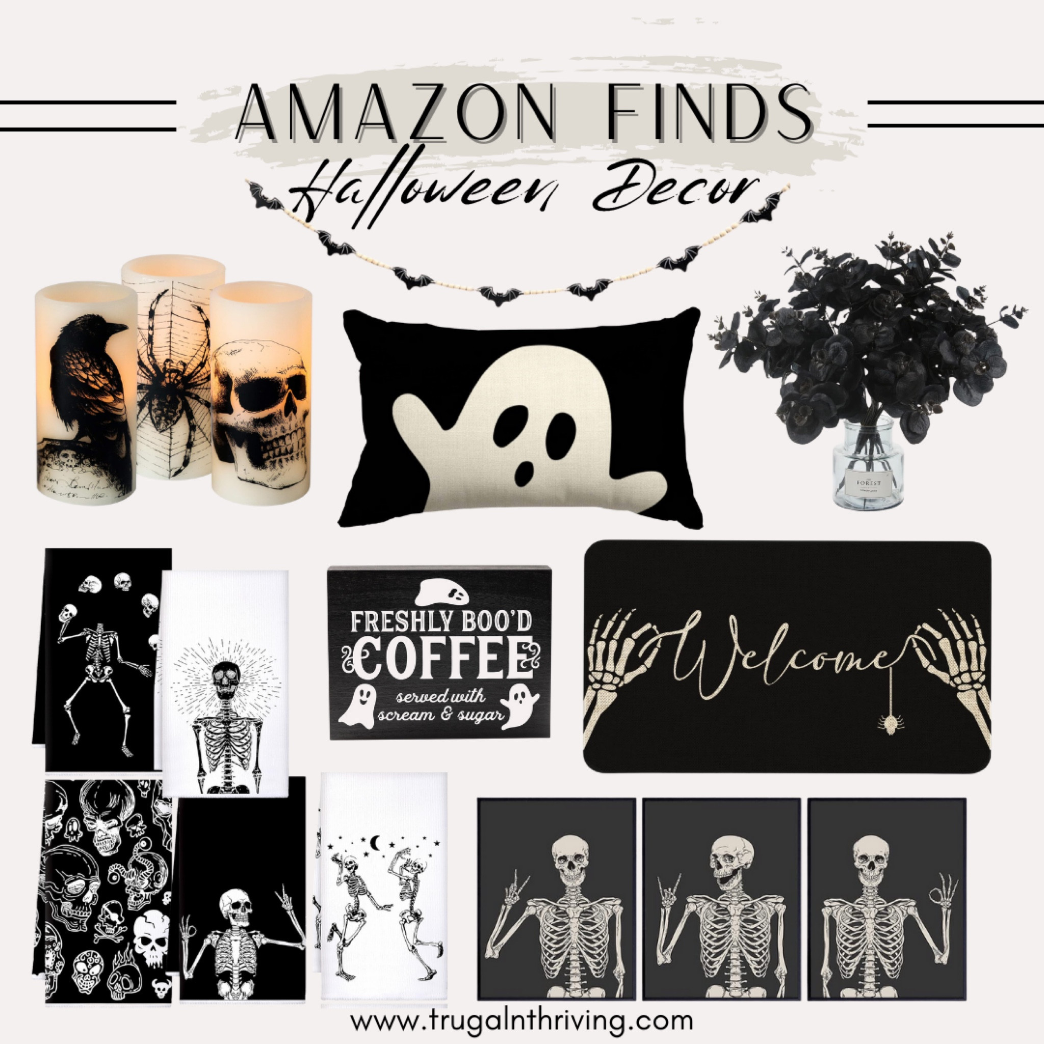 Classic black and white Halloween decor screams spooky and mysterious. Embrace your inner darkness with these spine-tingling pieces that will turn your home into a certified haunted mansion.

#LTKHalloween #LTKHome #LTKSaleAlert