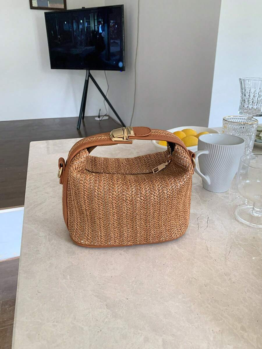 Summer Ins Style Straw Woven Small Handbag, Casual Tote Shoulder Crossbody Bag For Women, Vacatio... | SHEIN