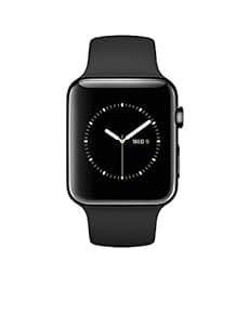 Apple Watch 42mm Stainless Steel Case with Black Sport Band | Amazon (US)