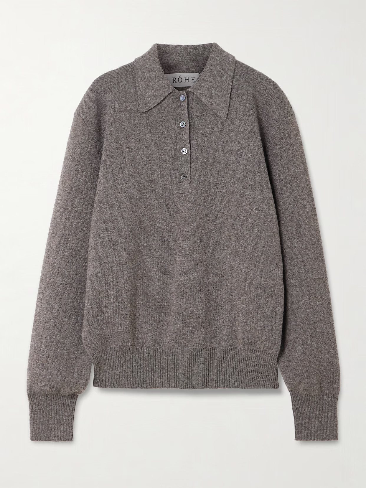 RÓHE - Wool And Cashmere-blend Polo Shirt - Brown | NET-A-PORTER (UK & EU)
