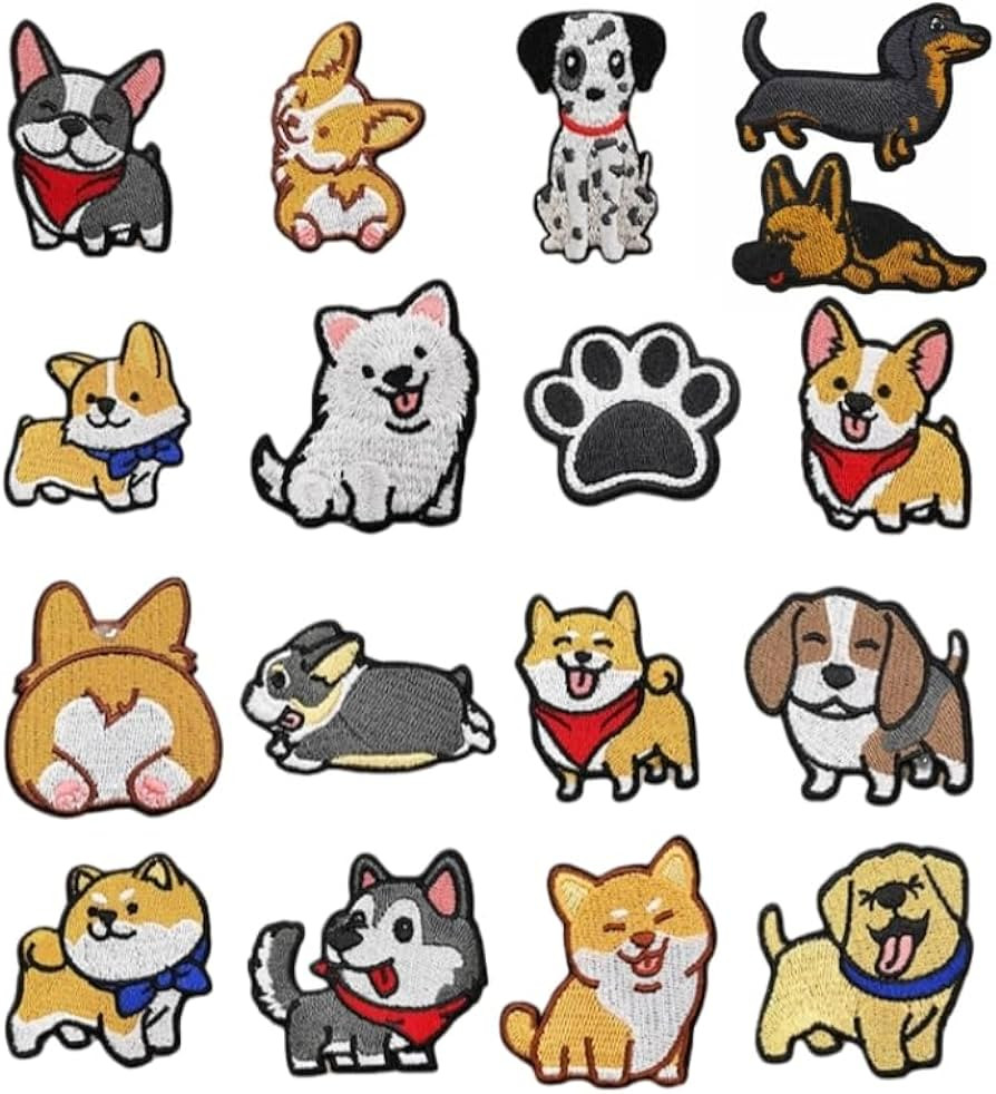 17PCS Cute Dog Iron On Patches, Iron Paws Puppy Sew On Patches Embroidered Appliques Decorative R... | Amazon (US)
