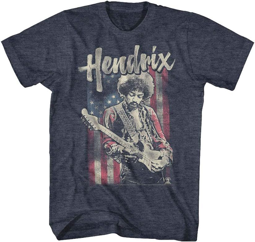 Jimi Hendrix 1960's Psychedelic Musical Icon USA Flag Distressed T-Shirt Tee | Amazon (US)