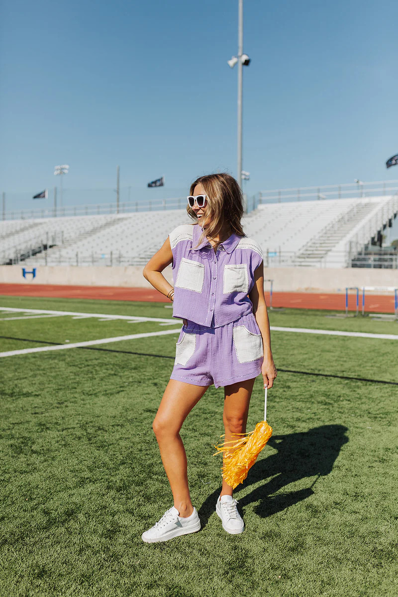 Queen of Sparkles Gauze Top - Purple | The Impeccable Pig