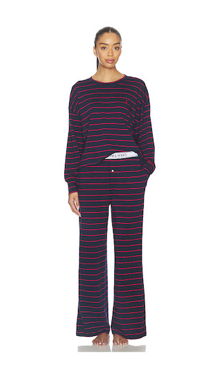 Crew Neck Wide Leg Pant Set in Hunter Navy | Revolve Clothing (Global)