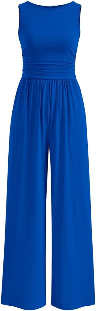 PRETTYGARDEN One Piece Jumpsuits for Women Dressy Casual Sleeveless Crewneck Wide Leg Rompers Jum... | Amazon (US)