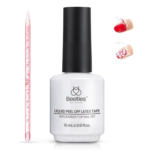 beetles Gel Polish Liquid Latex for Nails: 15ML Simple Peel off Cuticle Guard for Nail Polish Nail Art Liquid Latex Barrier Protector Manicure Cuticle Protectors with Stick Gifts for Women | Amazon (US)